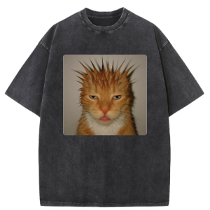 Wild Hair Cat Washed T-shirt