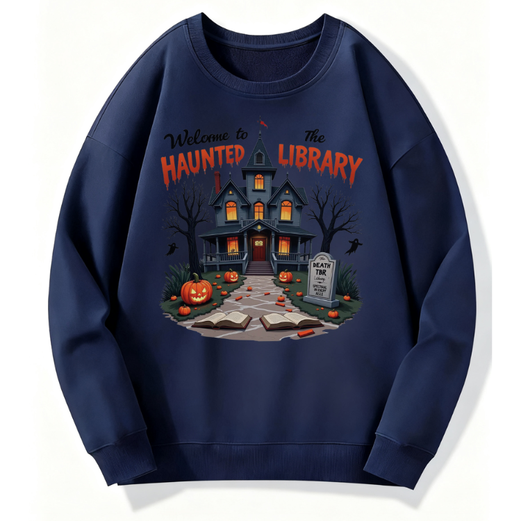 Haunted House Library Sweatshirt - Image 3