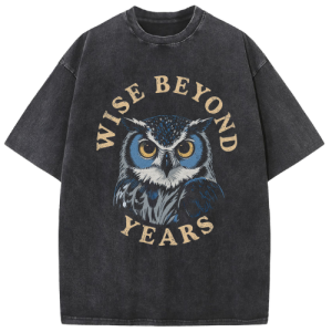 Wise Owl Portrait Washed T-Shirt